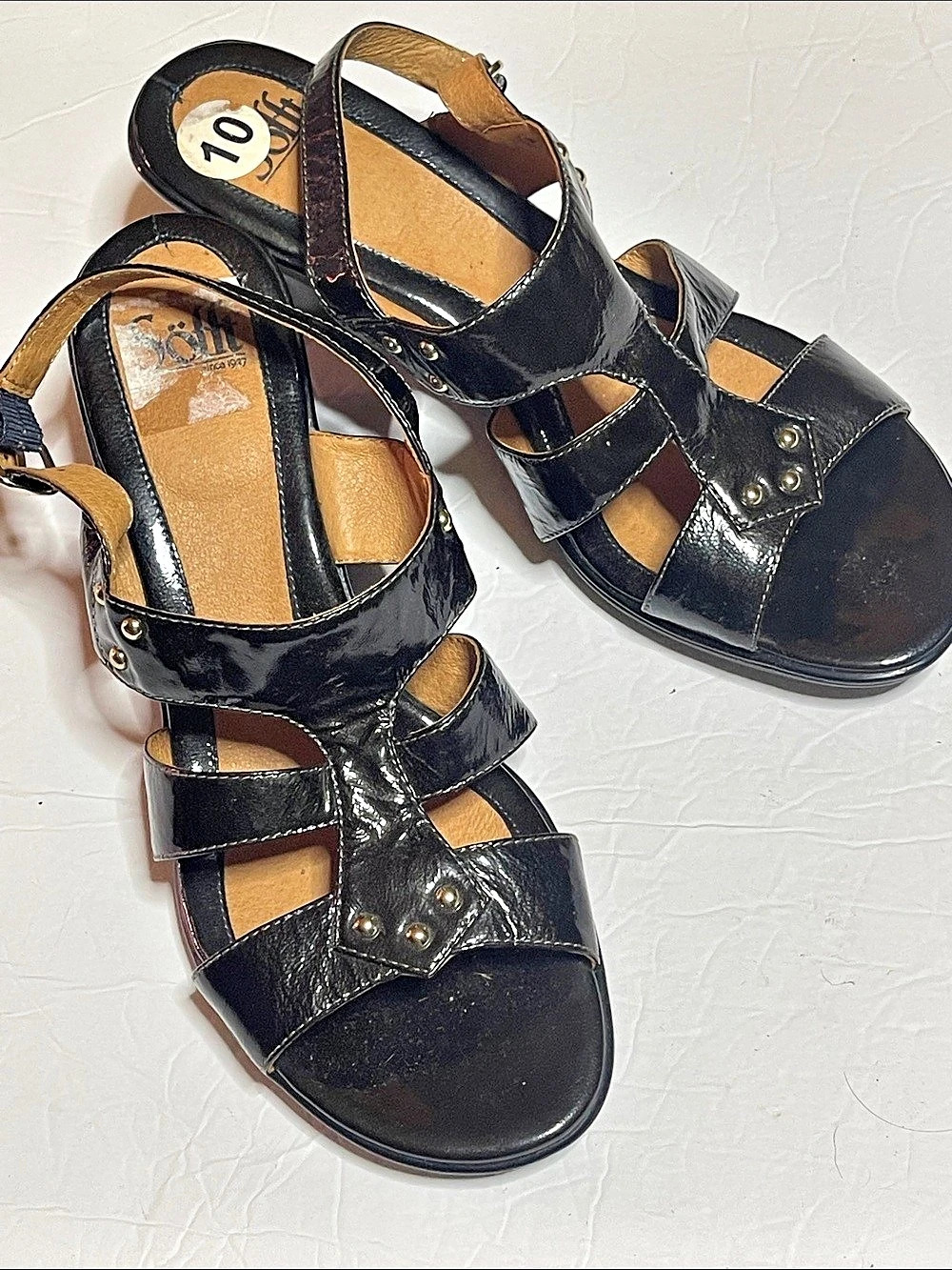 Softt T236B17 Black Leather Sandals US 10M